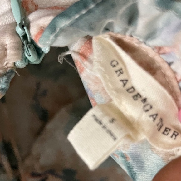 Cream and Blue Puff Sleeve Mini Sundress - Picture 2 of 5